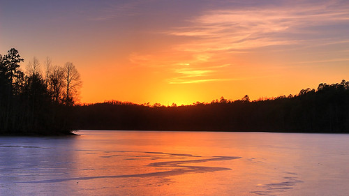 sunset lake ice winter frozen indian bounday cherohala skyway tennessee