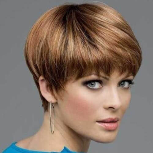 very short stacked wedge haircut