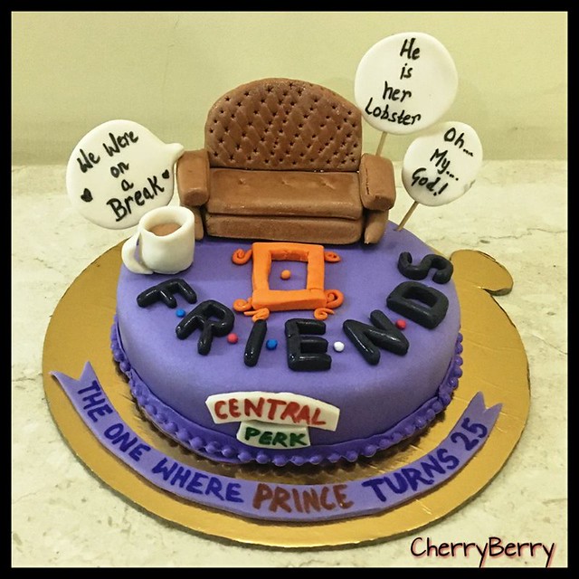 F.R.I.E.N.D.S Theme Chocolate Truffle Cake by Saloni Jain of CherryBerry
