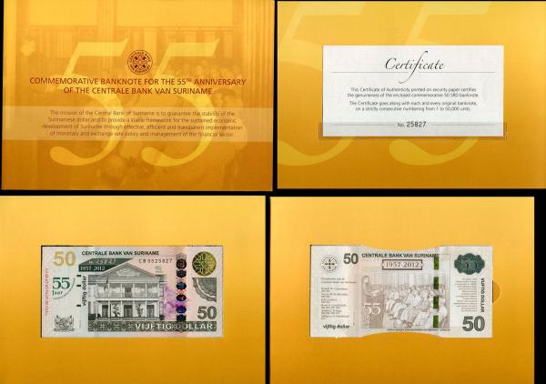 50 Dolárov Surinam 2016, P167 v obale s certifikátom