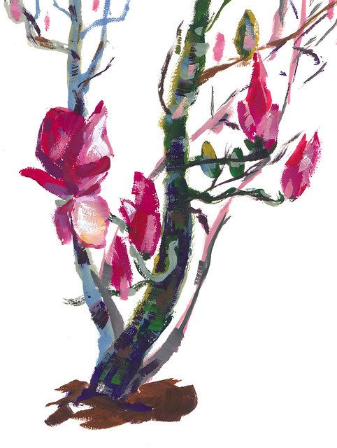 Sketchbook #112: Magnolia Flowers in Gouache