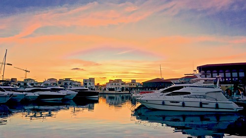 boat clouds cyprus house light limassol marina mediterranean pier reflection sea seafront shadow sky sunlight sunset travel villa water waterfront yacht seascape port dock color dusk afternoon winter tourist vacation landscape