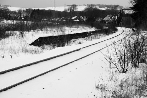 kintore aberdeenshire snow ice winter tracks train abandoned
