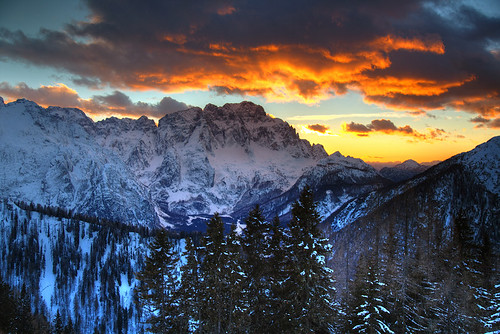 montelussari alpen alpes alpi alps friuli giulia italia italie italien italy julian tarvisio hiver invierno winter sunset