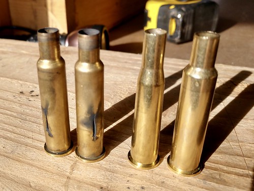 Does anyone know what could cause casings to split like this? 38. Special,  these were older rounds we fired off to use them up before the new ammo and  almost all of