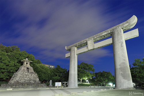Hakozaki Shrine at Night