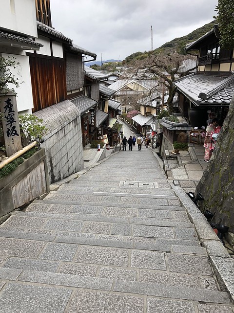 Strolling down bustling side streets in Kyoto