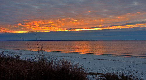 sunrise ocean beach water clouds orange reflection sand landscape nature outdoors carrabellebeach florida
