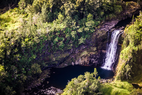 wailukuriver lauiolefalls hawaii hiloarea helicopter rainforest hilowatershedreserve waterfall cascade pool falls stream watercourse gully creek river bigisland wyojones np