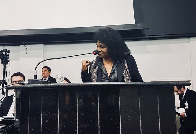 Maria do Socorro, presidenta da Cainquiama, durante sessão pública na Assembleia Legislativa do Pará realizada nesta segunda (12) - Créditos: Marcia Carvalho