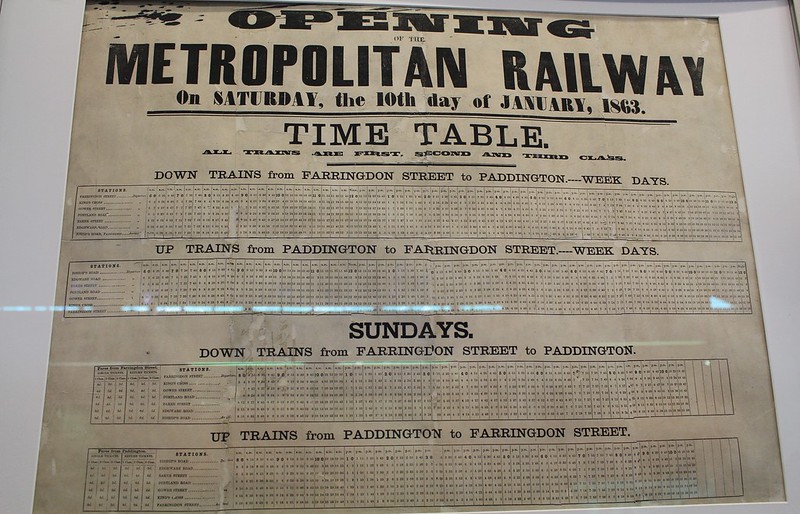 London Transport Museum: original Metropolitan Railway timetable