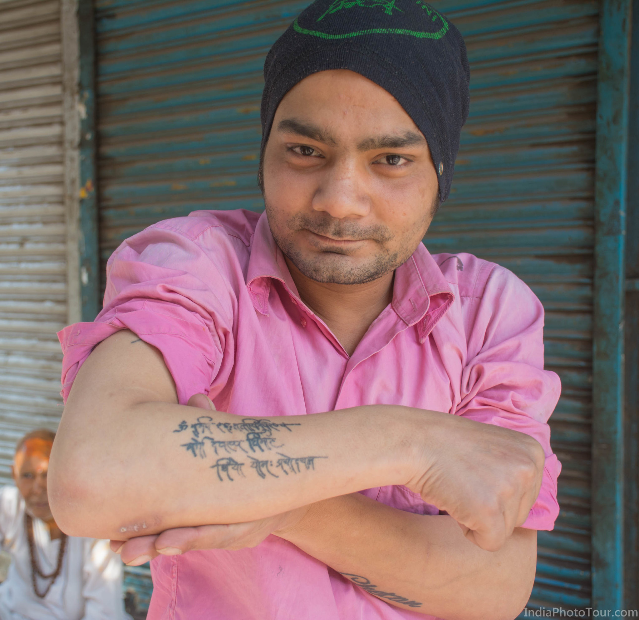 A local man showing off his tattoos