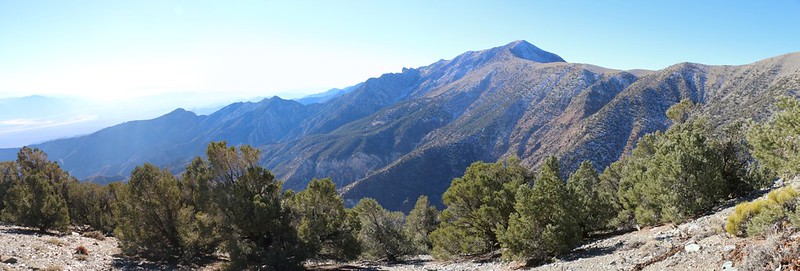 Panorama view of Telescope Peak from the trail as we climb toward the ridgeline