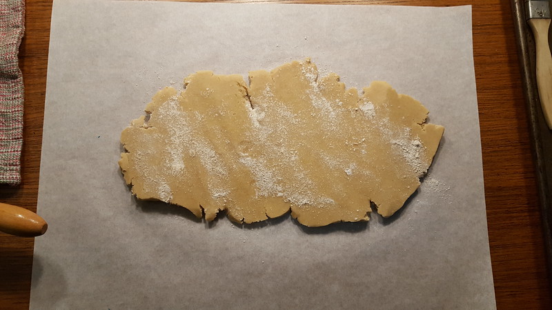 Starting to roll out the dough, Holiday Butter Cookies, December 2018