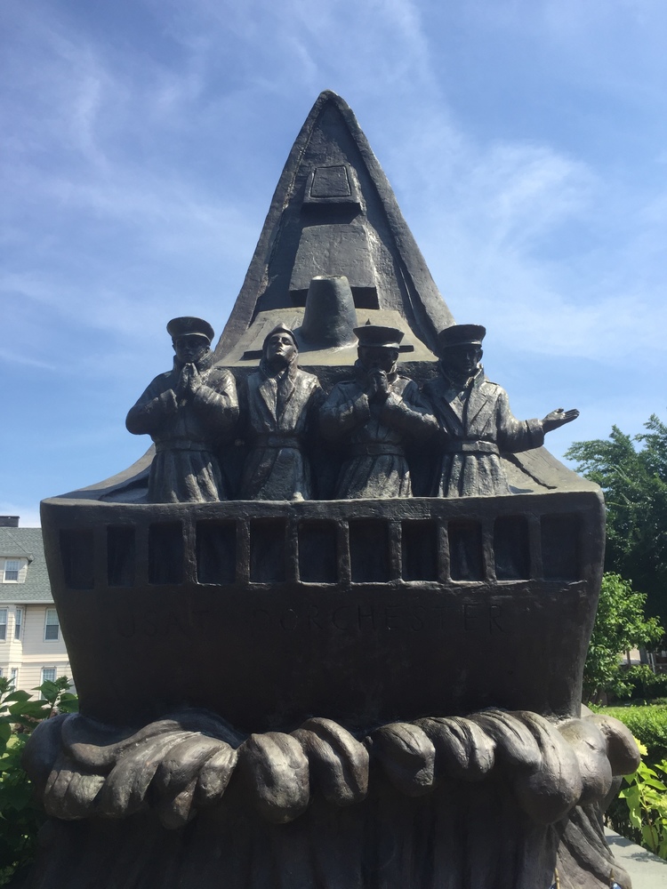 The Four Chaplains Monument at St. Stephen's Church in Kearny, New Jersey. Photo taken on July 17, 2017.