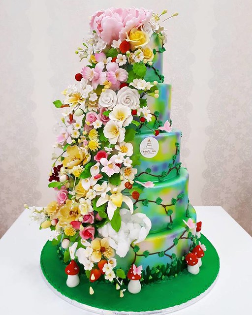 Enchanted Floral Garden Wedding Cake by Royal Cakes UAE