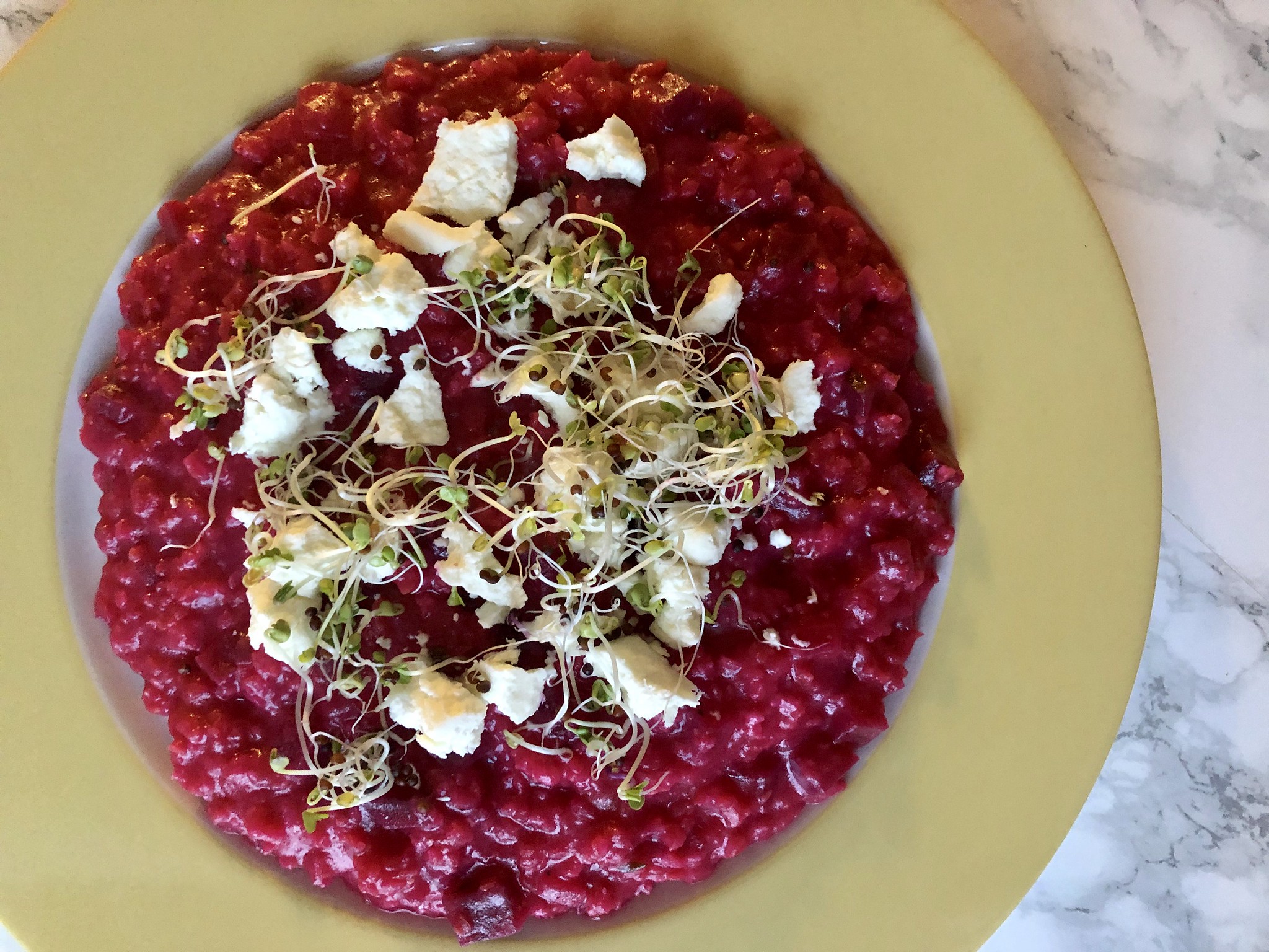 Beetroot and goat cheese risotto
