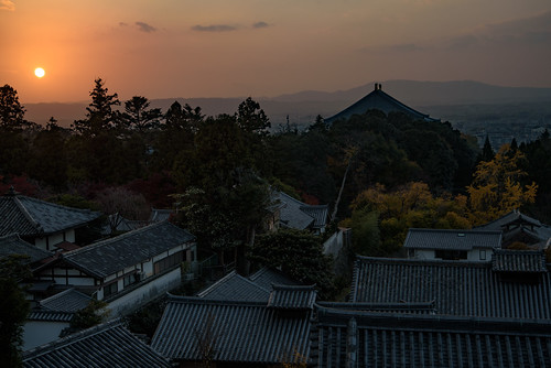 japan 奈良県 奈良公園 二月堂 寺院 temple 夕景 sunset