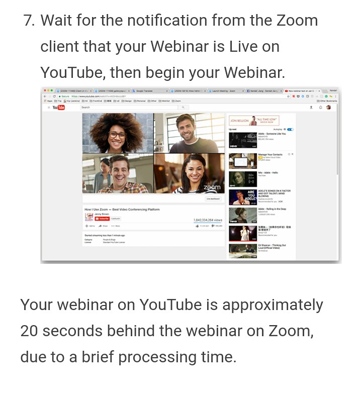 Zoom Webinar and YouTube LiveStream broafcasts
