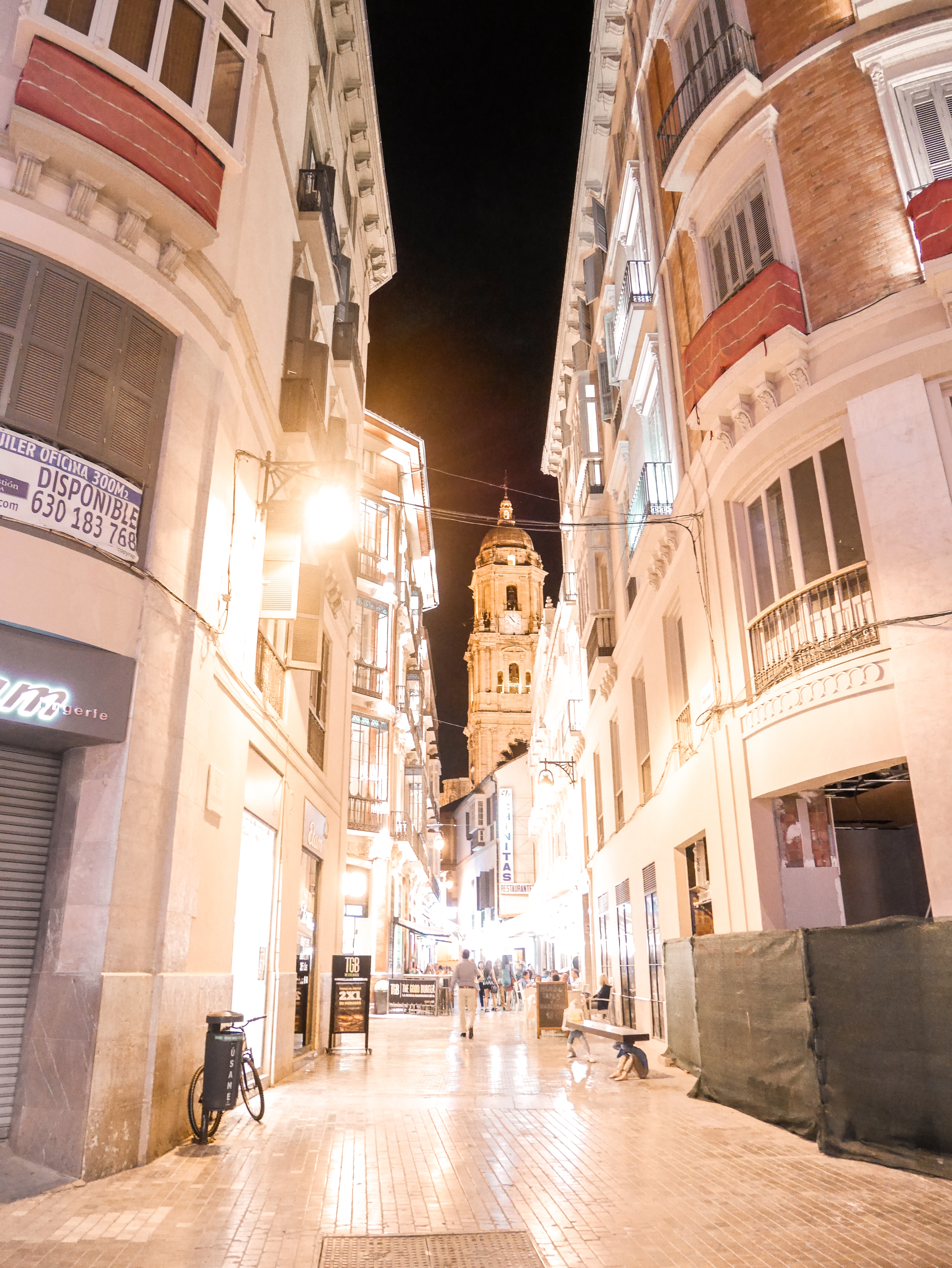 Calle Marques de Larios at night