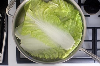 blanched cabbage leaves
