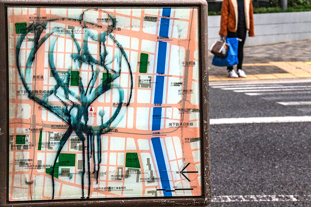 Graffiti on map--Osaka