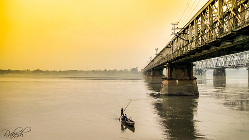 hajipur bihar india ganga gandak sonpur river evening sunset bridge railway