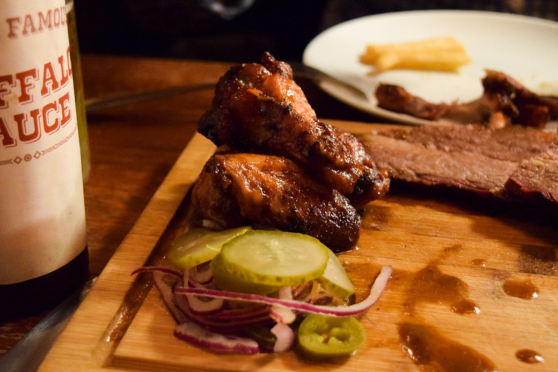 Barbecue Wings and Pickles at Red Dog Saloon, Soho