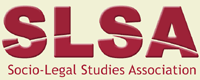 The letters 'SLSA' and 'Socio-Legal Studies Association' in red block letters