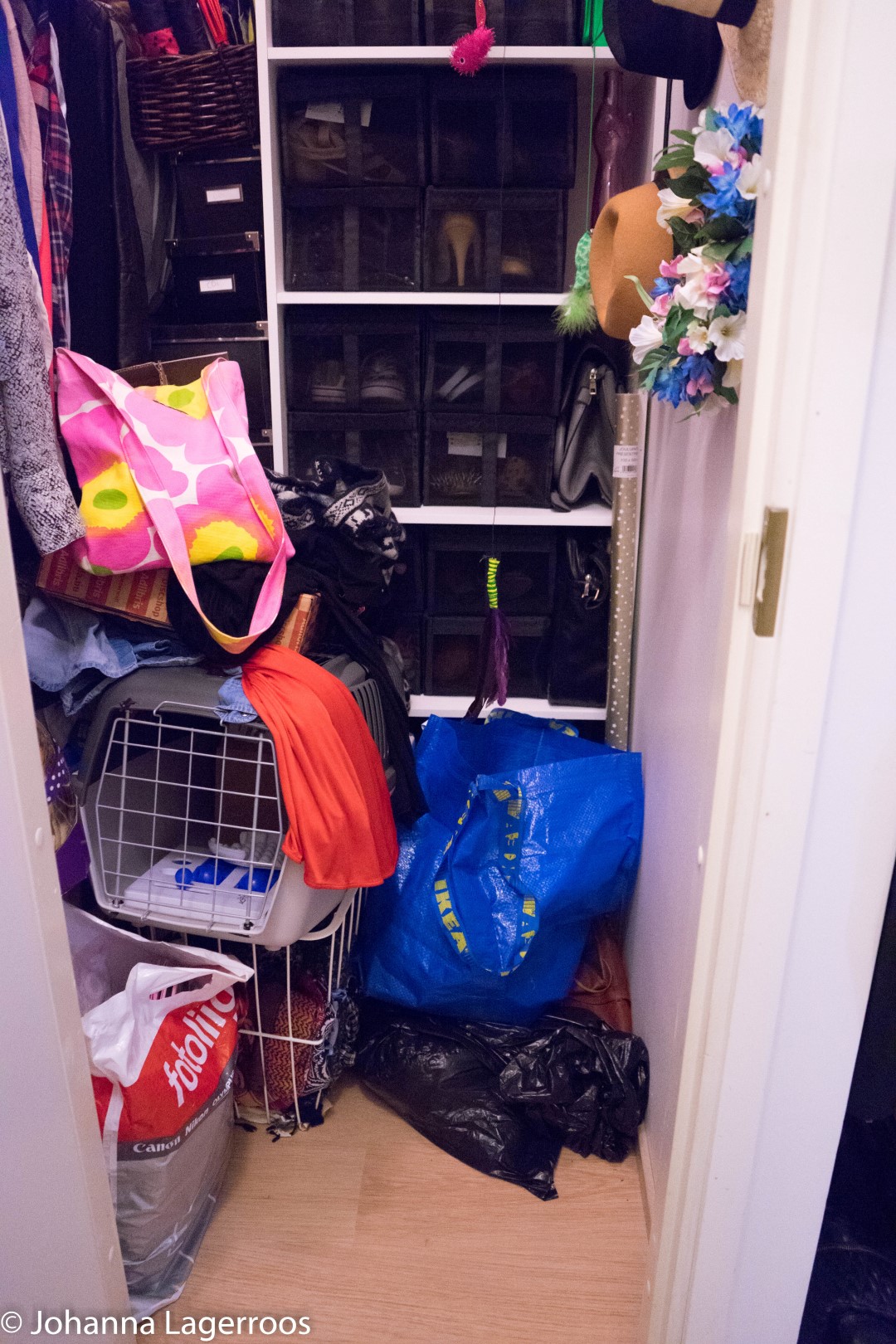 unorganized closet