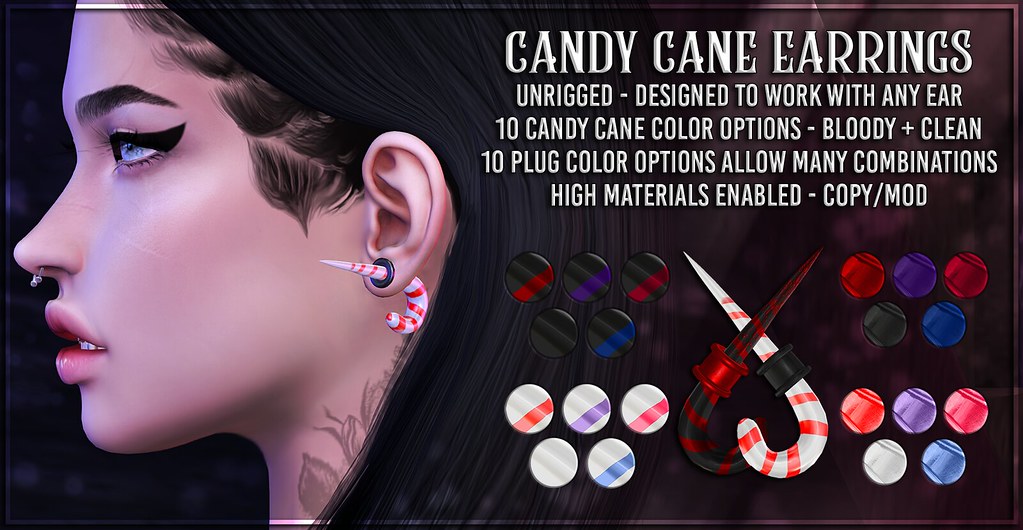AsteroidBox. Candy Cane Earrings