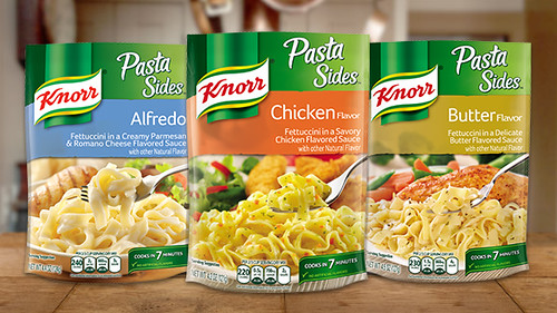Knorr or Lipton Pasta Sides or noodle versions of Rice-a-Roni can both be used. Actually, rice versions can also be used, but they take longer to cook.