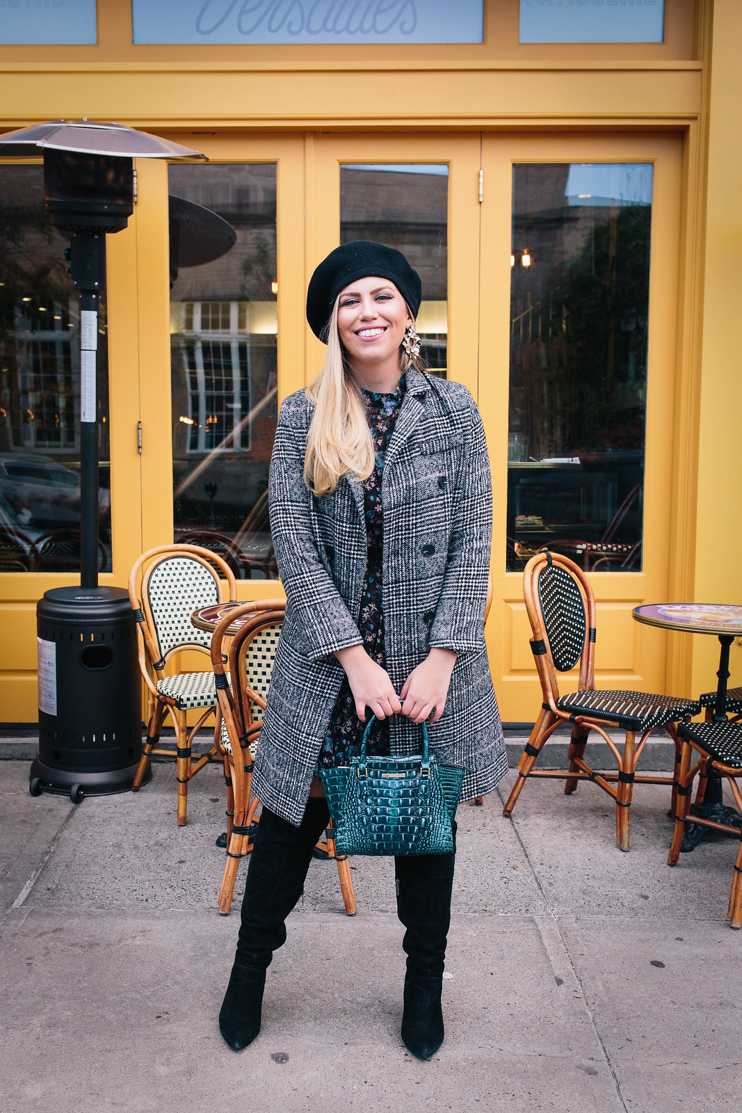 My Favorite Non-Traditional Holiday Outfit | Brahmin Mini Priscilla Melbourne Bag Plaid Coat