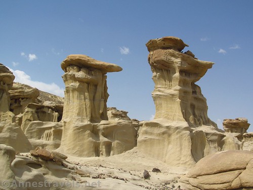 Two rock formations in the Valley of Dreams, Ah-Shi-Sle-Pah Wilderness, New Mexico