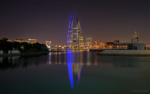 bahrain bay manama world trade centre city skyline night water reflections architecture modern pentax k1 2470mm f28 dxo photolab affinityphoto