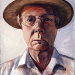 Self portrait; acrylic on paper, 22 x 30 in, 2018