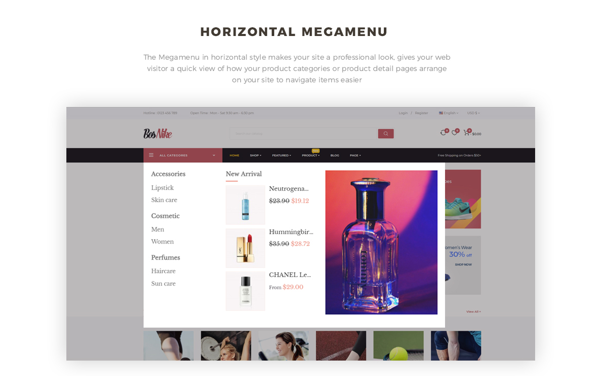 horizontal mege menu