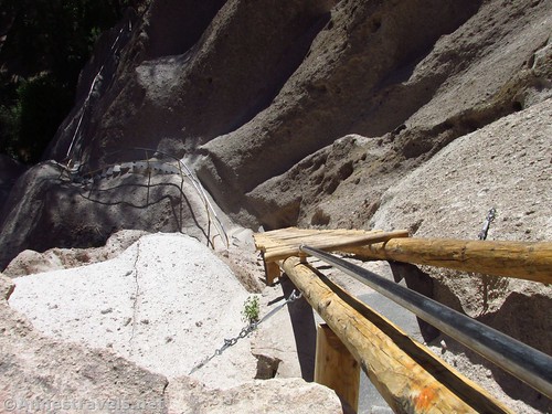Looking back down one of the ladders to Alcove House in Bandelier National Monument, New Mexico