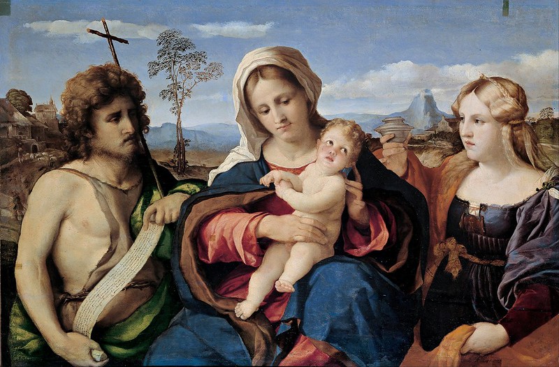 Palma il Vecchio (Jacopo Negretti) - Madonna and Child with Saint John the Baptist and Magdalene (c.1521)