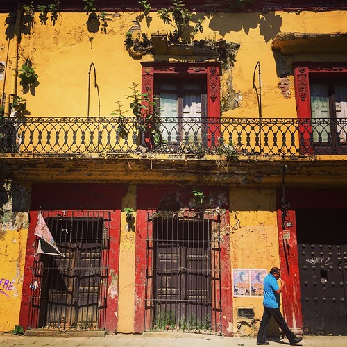 oaxaca: intricate doors and windows against colourful walls