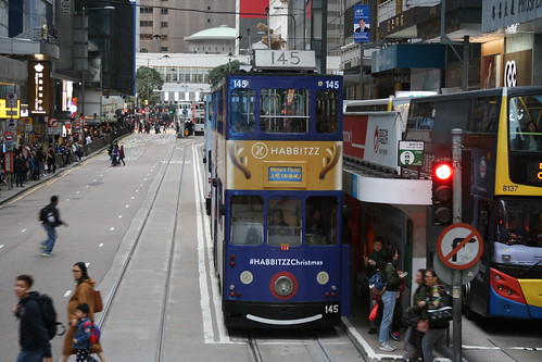 Hong Kong Tram 5th generation in Pottinger street,Sta, Central and Western, Hong Kong /Jan 6, 2019