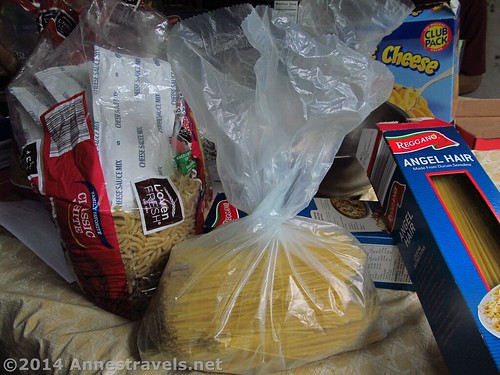 Bags of Spaghetti and Macaroni and Cheese