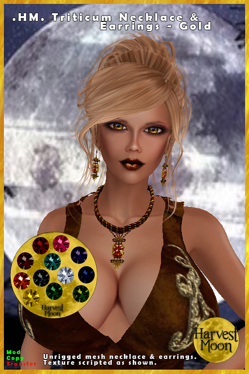 Harvest Moon – Triticum Necklace & Earrings – Gold
