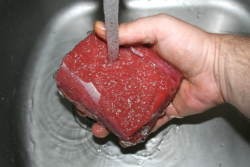 25 - Rinderfilet waschen / Wash beef sirloin filet
