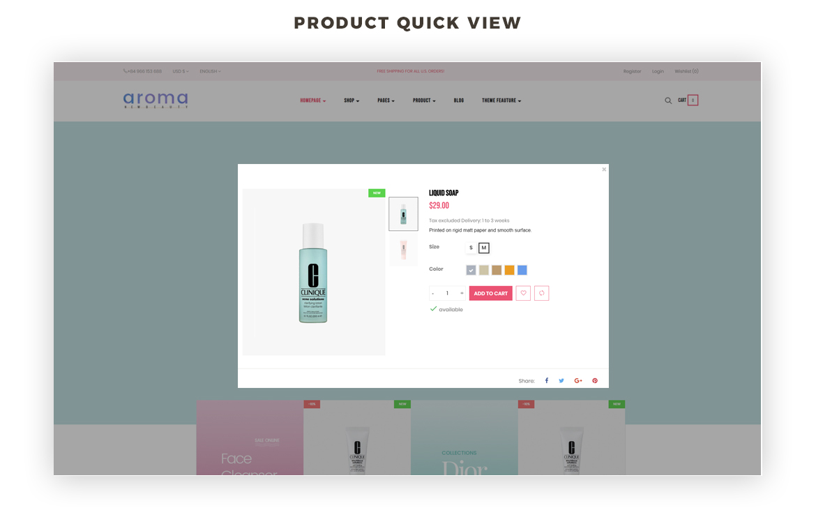 product quick view - Leo Arroma Cosmetic Prestshop theme  - cosmetics and beauty store