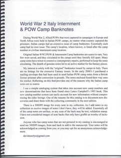 WWII Italian POW Internment Camp Notes book introduction