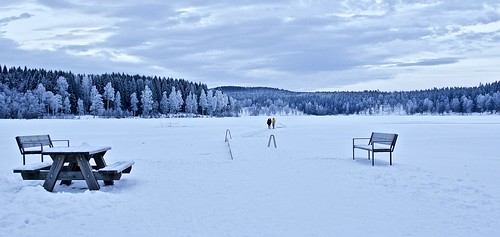frozen lake sognsvannet sognsvann winter norway landscape ice snow travel