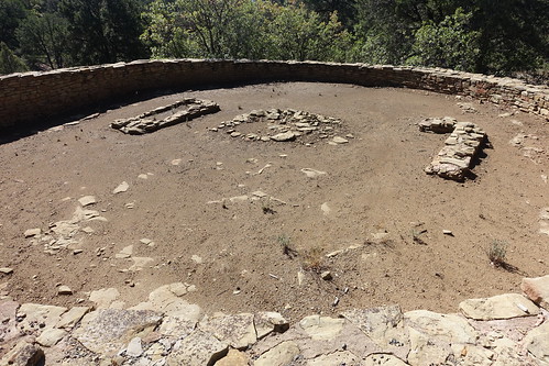 Chimney Rock Great Kiva with center fire pit and possible 2 foot drum on each side. From History Comes Alive at Chimney Rock National Monument