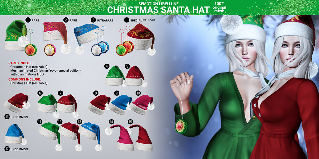 SEmotion Libellune Christmas Santa Hats Gacha Set @  Cosmopolitan
