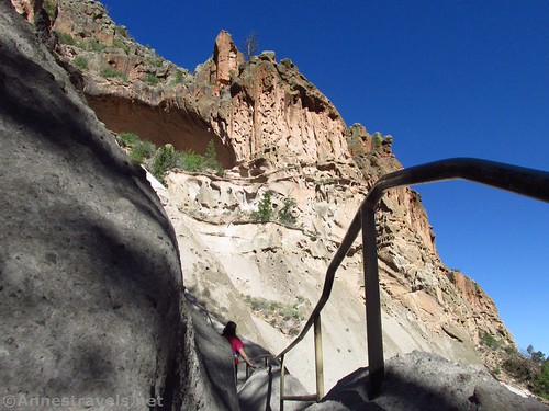 Climbing up to Alcove House in Bandelier National Monument, New Mexico